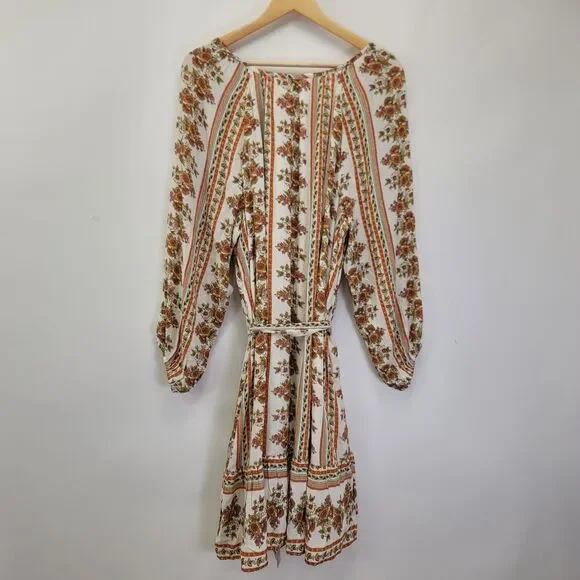 LOFT Floral Print Midi Dress - Cream and Brown - Picture 4 of 10